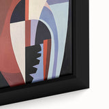 Abstract geometric framed canvas artwork showcasing vibrant colors and intricate shapes, ideal for modern home decor and art enthusiasts, highlighting bold design elements.