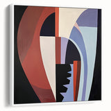 Framed abstract geometric canvas artwork featuring a predominantly white color palette with intricate patterns. Ideal for modern home decor, it adds a stylish touch to any room.