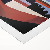 Abstract geometric rolled canvas art featuring vibrant colors and intricate patterns, ideal for modern decor. Packaged securely in a durable tube for safe shipping.