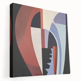 Abstract geometric canvas artwork showcasing vibrant colors and intricate shapes, displayed in a side view. Ideal for modern home decor, this unique piece adds a contemporary touch to any wall, enhancing the aesthetic of living spaces. Perfect for art enthusiasts looking to elevate their interior design.