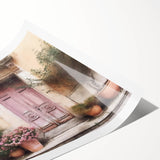 Extra large rolled print featuring line art flowers on a French door design in black and white.