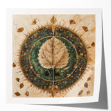 Floral wall art print featuring vibrant flowers and botanical leaves in a glossy finish, presented in a stylish mockup setting, perfect for home decor.