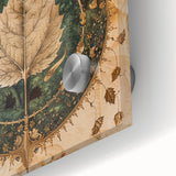 Close-up of vibrant acrylic wall art depicting intricate flowers and botanical leaves, showcasing vivid colors and fine detailing, perfect for modern home decor.