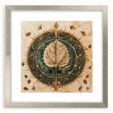 Framed wall art featuring a botanical design with colorful flowers and green leaves, set in a silver frame with a white mat, ideal for home decor.