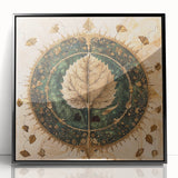 Framed acrylic wall art featuring a vibrant floral and botanical design with green leaves and colorful flowers, set against a sleek black background, ideal for home decor.