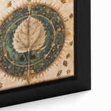 Close-up of framed wall art featuring vibrant botanical design with colorful flowers and lush green leaves, ideal for home decor and nature enthusiasts.