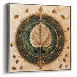 Framed canvas wall art showcasing a vibrant floral and botanical design with leaves, featuring a sleek silver frame, perfect for modern home decor.