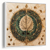 Framed wall art featuring a vibrant floral and botanical design on a white background, showcasing intricate details of flowers and leaves, perfect for home decor.