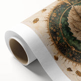 Vibrant rolled canvas wall art showcasing an intricate floral and botanical design, featuring lush green leaves and colorful blossoms, ideal for home decor.