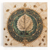 Stretched canvas wall art featuring a vibrant floral and botanical design, showcasing colorful flowers and lush green leaves, ideal for home decor.