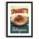 Extra large abstract art print featuring colorful, textured food dishes on a black framed canvas.