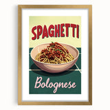 Extra large abstract art print featuring textured food dishes in muted earth tones, framed in gold.