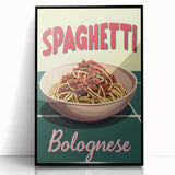 Large abstract wall art featuring an assortment of food dishes in muted earth tones on a framed acrylic.