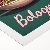 Art Deco poster featuring an array of colorful food dishes on rolled canvas, suitable for dining room decor.