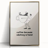 Art Deco poster featuring stylized food and drinks motifs in gold and black, framed acrylic.