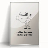 Mid-century modernist art depicting colorful fruits and beverages on a white acrylic framed poster.