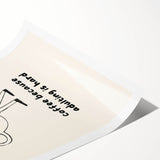 Extra large rolled print featuring line art flowers in black on white, ideal for large living room wall art.