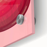 Large abstract wall art featuring assorted fruits in vibrant colors on acrylic glass, ideal for dining room decor.