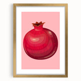 Extra large abstract art print featuring textured fruits in vibrant colors, framed in gold, ideal for living room decor.