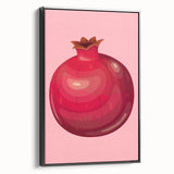 Black and white framed canvas featuring a vintage poster art style landscape with assorted fruits.