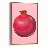 Framed canvas featuring a vintage poster art of assorted fruits in muted gold tones, ideal for bedroom wall decor.