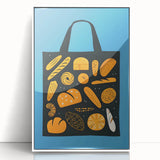 Acrylic print of assorted pastries on a white background in a minimalist style, suited for modern kitchen decor.