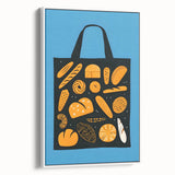 Vintage poster art of colorful pastries on a white framed canvas, ideal for living room decor.