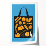 Rolled canvas print depicting assorted pastries in soft watercolor tones, suitable for dining room or kitchen decor.