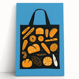 Black and white photo of assorted pastries on stretched canvas, ideal for kitchen wall art.