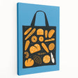 Large art print on stretched canvas depicting assorted pastries in soft earth tones, ideal for kitchen wall art.