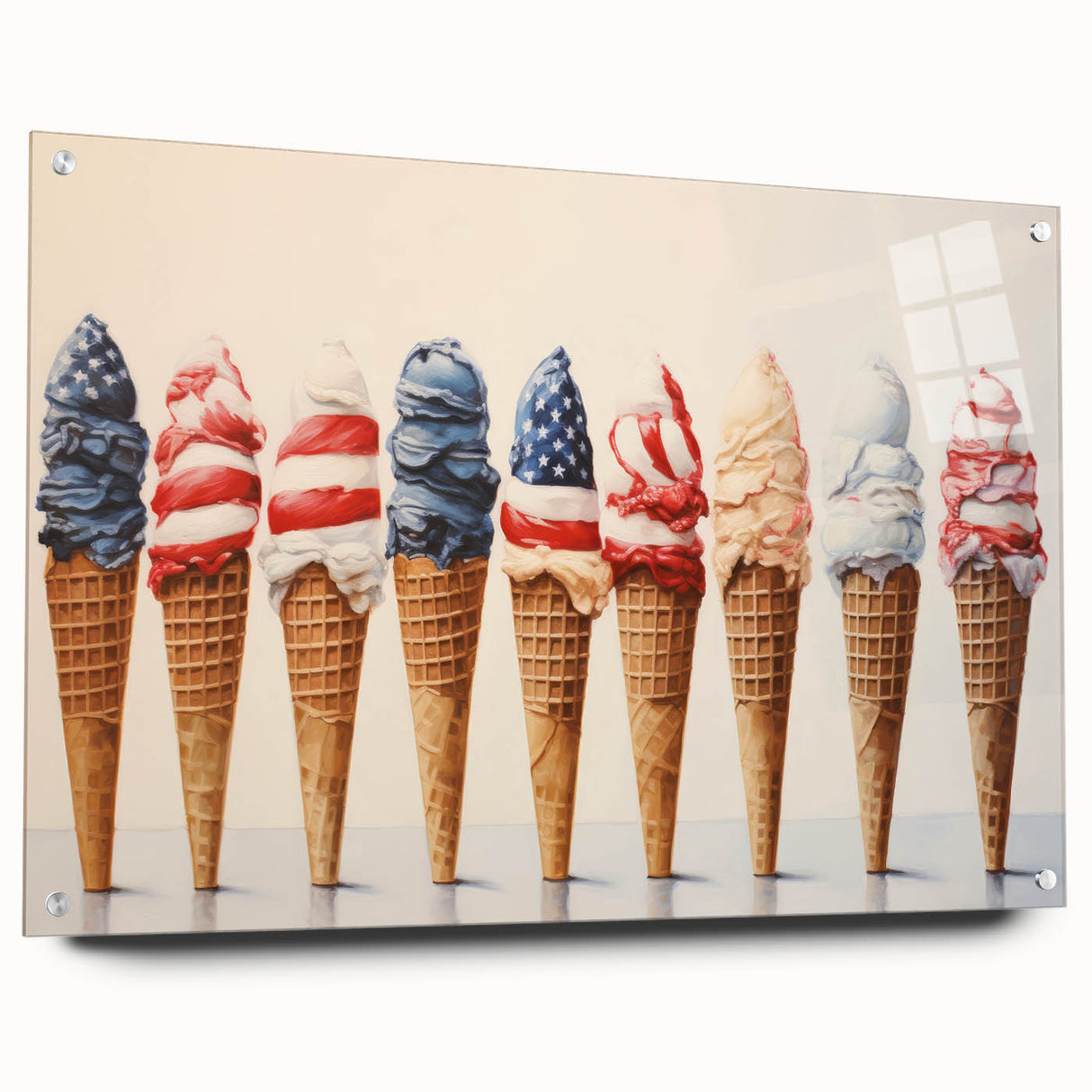 Red, White & Blue Ice Cream - Fourth of July Decorations Wall Art