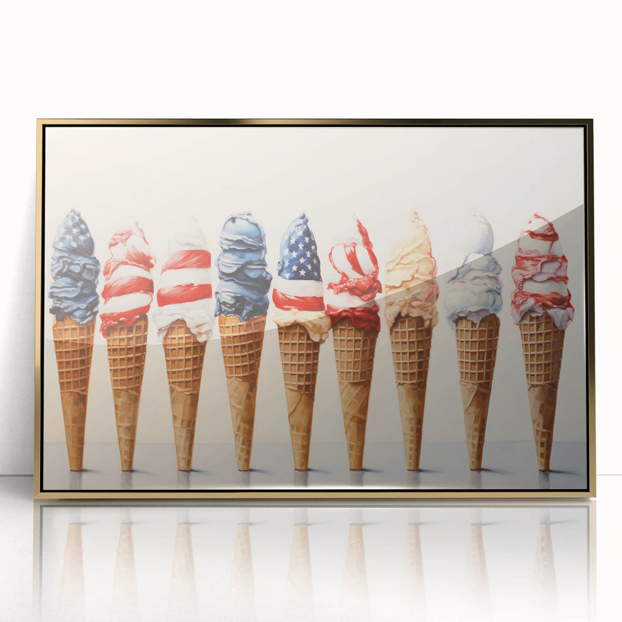 Red, White & Blue Ice Cream - Fourth of July Decorations Wall Art