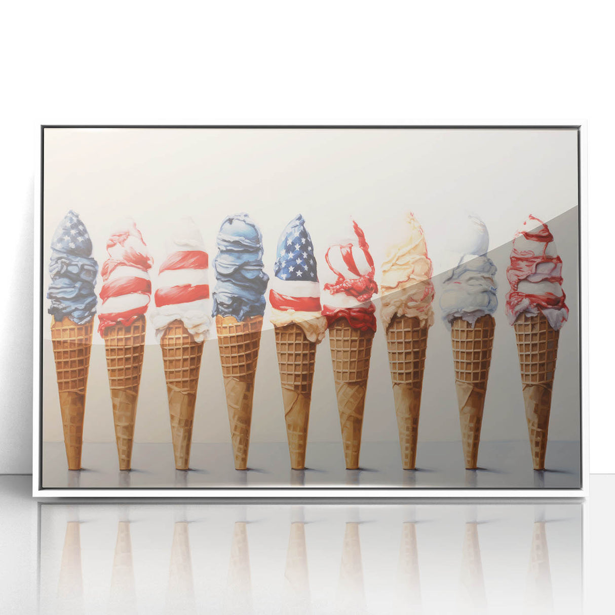 Red, White & Blue Ice Cream - Fourth of July Decorations Wall Art