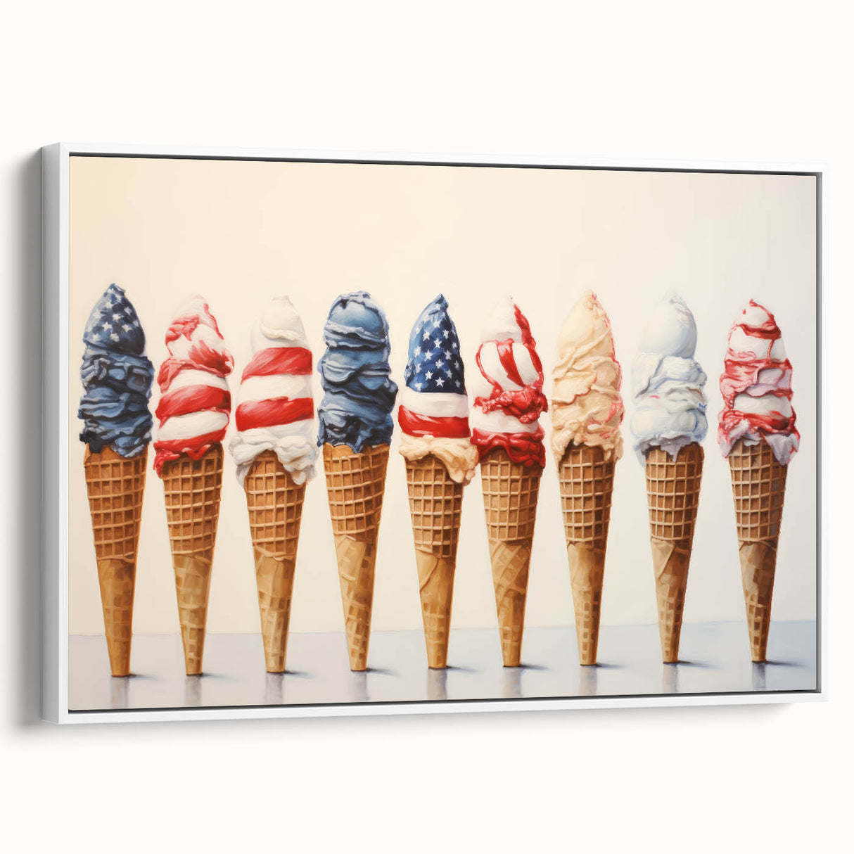 Red, White & Blue Ice Cream - Fourth of July Decorations Wall Art