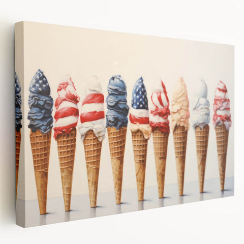 Red, White & Blue Ice Cream - Fourth of July Decorations Wall Art