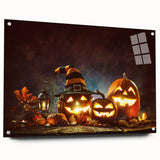 Glowing Jack-O'-Lanterns Halloween Wall Art - Spooky Fall Decor
