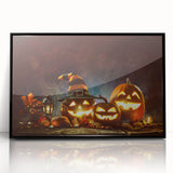 Glowing Jack-O'-Lanterns Halloween Wall Art - Spooky Fall Decor