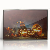 Glowing Jack-O'-Lanterns Halloween Wall Art - Spooky Fall Decor