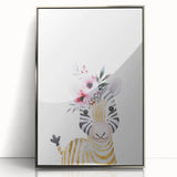Floral Baby Zebra Girls Room Wall Art – Nursery Print