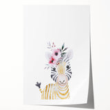 Floral Baby Zebra Girls Room Wall Art – Nursery Print