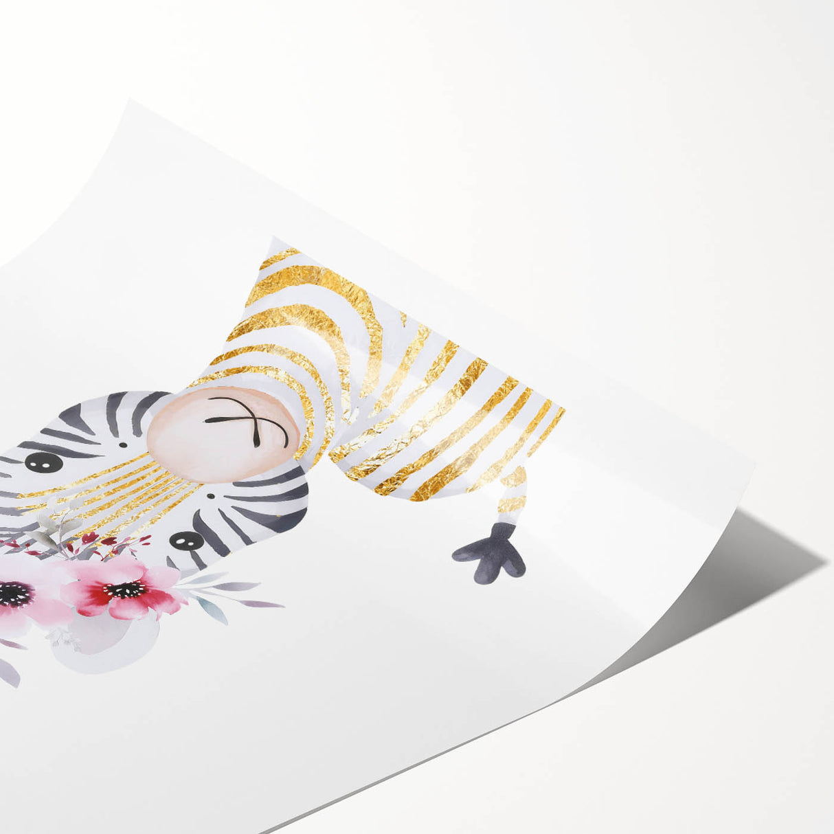 Floral Baby Zebra Girls Room Wall Art – Nursery Print