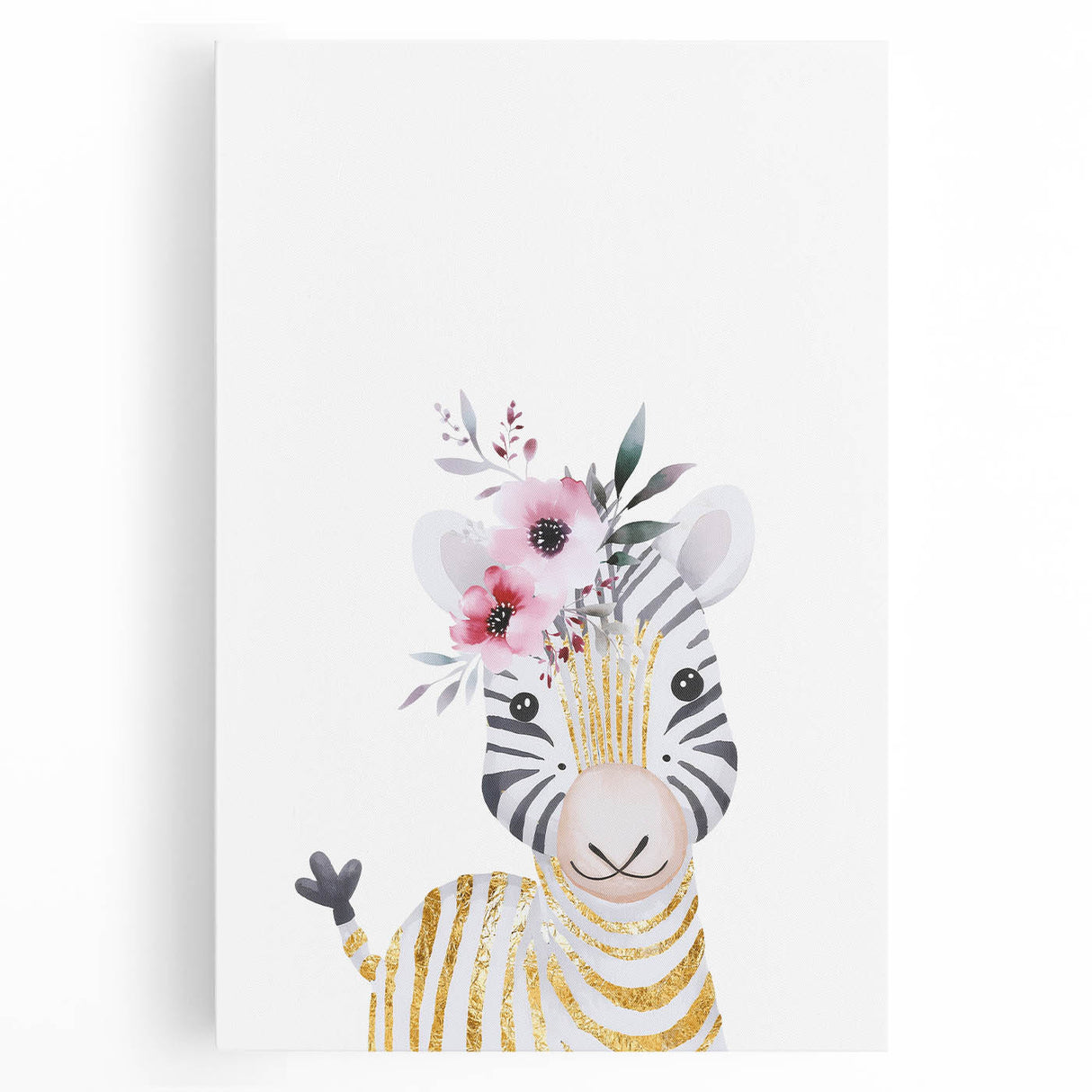 Floral Baby Zebra Girls Room Wall Art – Nursery Print