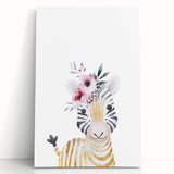 Floral Baby Zebra Girls Room Wall Art – Nursery Print