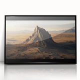 Framed acrylic landscape artwork depicting a vibrant desert scene with warm hues of orange and yellow, set in a sleek black frame that enhances its modern aesthetic.