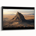 Framed canvas art showcasing a stunning desert landscape in earthy tones, featuring a textured black frame that enhances the artwork's depth and elegance. Perfect for modern home decor.