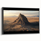 Framed canvas art showcasing a stunning desert landscape in earthy tones, featuring a textured black frame that enhances the artwork's depth and elegance. Perfect for modern home decor.