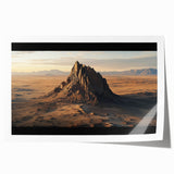 Desert landscape rolled print showcasing vibrant hues of orange and gold, capturing the serene beauty of the arid terrain, elegantly packaged for display.