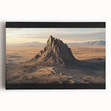 Desert landscape stretched canvas artwork showcasing vibrant orange and yellow hues, depicting a serene sunset over rolling dunes, perfect for modern home decor.