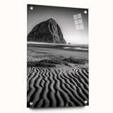 Acrylic artwork showcasing a serene landscape of rolling dunes, displayed from the side with clear pins for mounting. The vibrant colors highlight the natural beauty of the scene. Perfect for modern home decor.