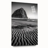 Acrylic glass artwork showcasing a stunning desert landscape with rolling dunes, highlighting soft beige and golden hues, perfect for modern home decor.